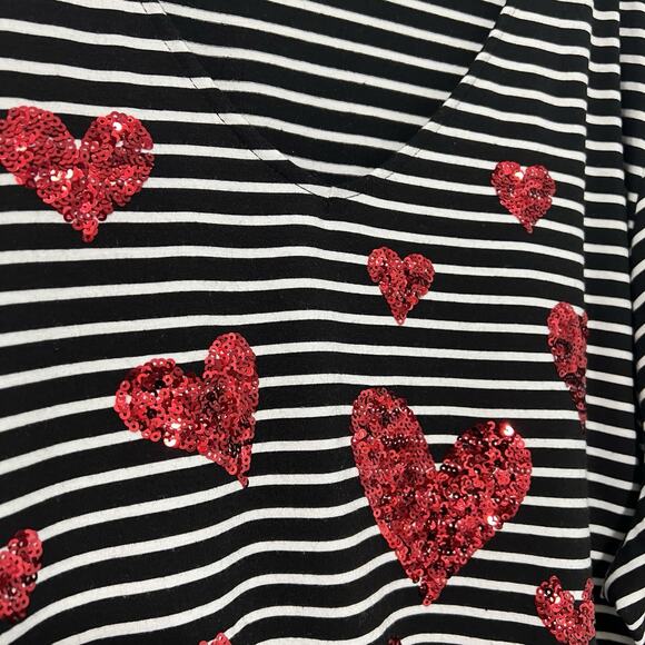 Catherines 4XL Plus Size Top Tunic Striped Heart Sequin Embellished Comfy Casual - Picture 3 of 11